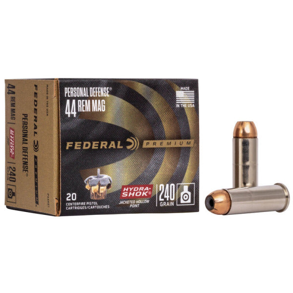 Federal Premium Personal Defense 44 Remington Magnum Ammunition 240 Grain Jacketed Hollow Point Box of 20