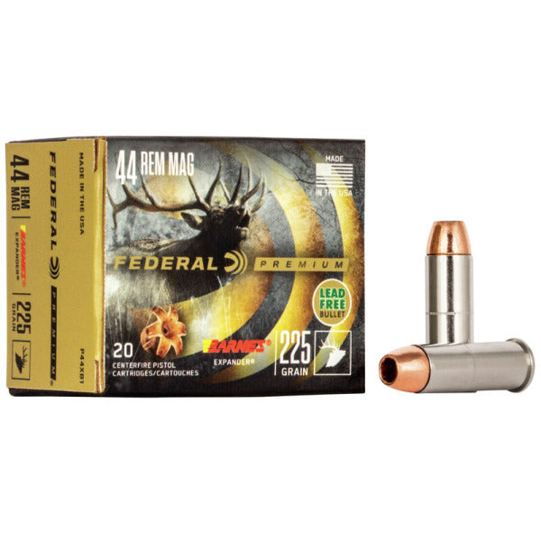 Federal Premium 44 Remington Magnum Ammunition 225 Grain Barnes Expander Solid Hollow Point Box of 20