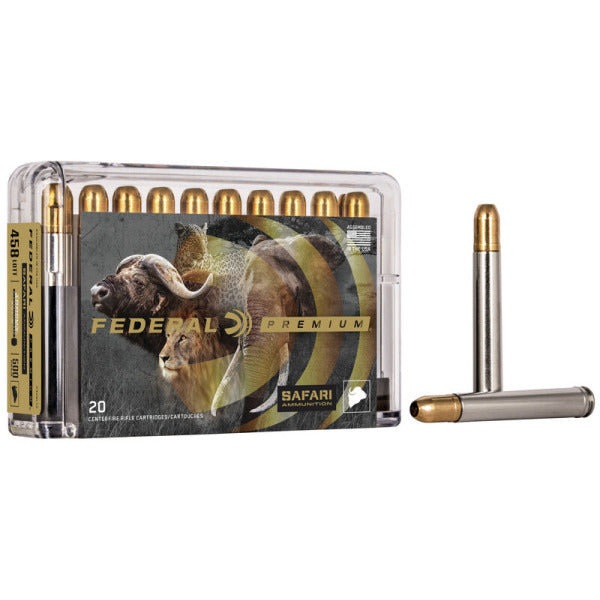Federal Premium Safari 458 Lott Ammunition 500 Grain Trophy Bonded Sledgehammer Solid Box of 20