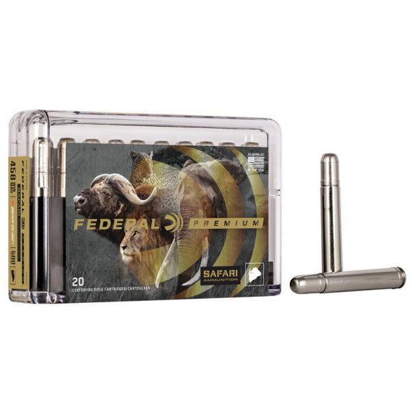 Federal Premium Safari 458 Winchester Magnum Ammunition 500 Grain Trophy Bonded Bear Claw Jacketed Soft Point Box of 20