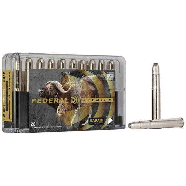 Federal Premium Safari 470 Nitro Express Ammunition 500 Grain Trophy Bonded Bear Claw Jacketed Soft Point Box of 20