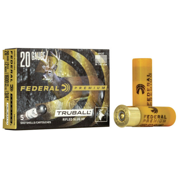 Federal Premium TruBall 20 Gauge Ammunition 2-3/4" 3/4 oz 1600 fps Rifled Slug Box of 5