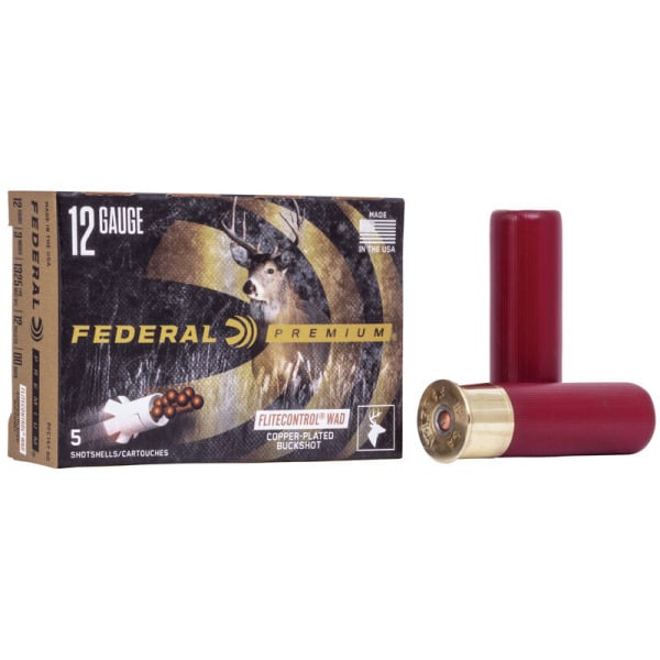 Federal Premium Flite Control 12 Gauge Ammunition 3" #00 1325 fps Buckshot Box of 5