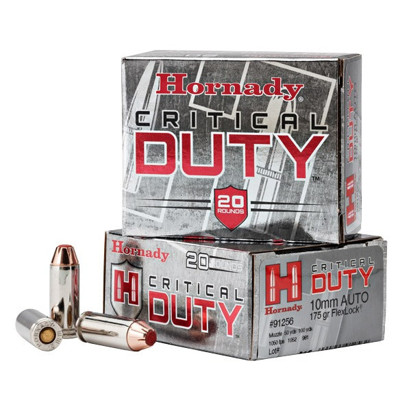 Hornady Critical Duty 10mm Auto Ammunition 175 Grain FlexLock Polymer Tip Box of 20