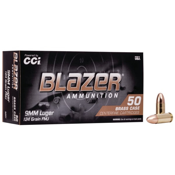 CCI Blazer Aluminum 9mm Luger Ammunition 124 Grain Full Metal Jacket Box of 50
