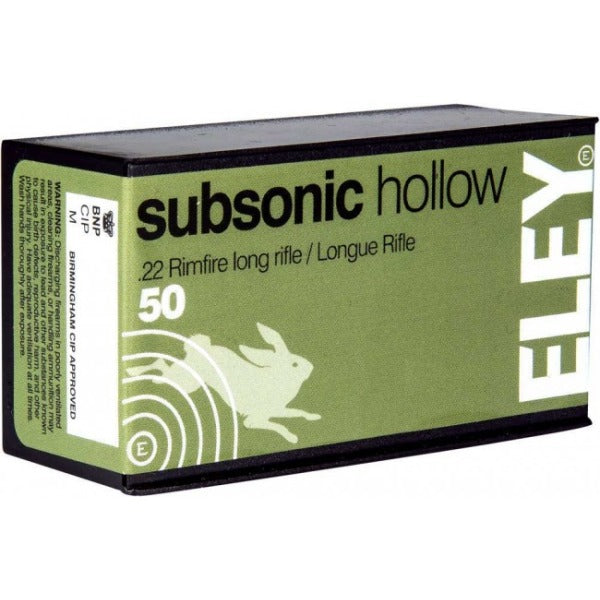 Eley Subsonic 22 Long Rifle Ammunition 38 Grain Hollow Point Box of 50