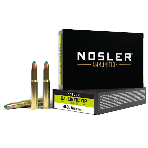 Nosler Ballistic Tip 30-30 Winchester Ammunition 150 Grain Round Nose Soft Point Box of 20
