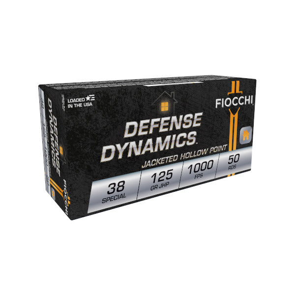 Fiocchi Defense Dynamics 38 Special Ammunition 125 Grain Jacketed Hollow Point Box of 50