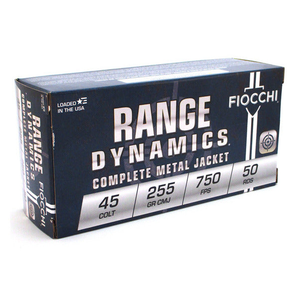 Fiocchi Range Dynamics 45 Colt (Long Colt) Ammunition 255 Grain Full Metal Jacket Box of 50