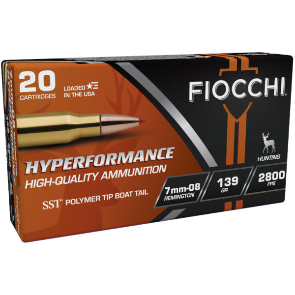 Fiocchi Hyperformance 7mm-08 Remington Ammunition 139 Grain Hornady SST Polymer Tip Box of 20