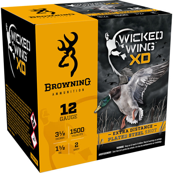Browning Wicked Wing XD 12 Gauge Ammunition 3-1/2" #2 1-1/2 oz 1500 fps Plated Steel Box of 25