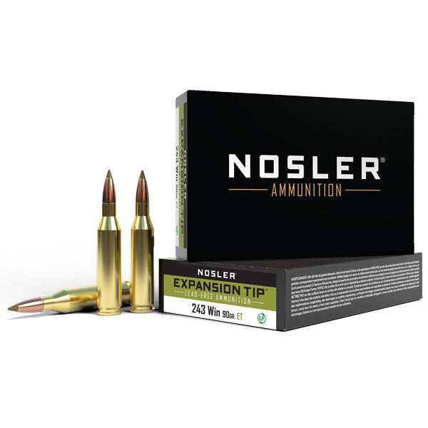 Nosler E-Tip 243 Winchester Ammunition 90 Grain Polymer Tip Box of 20