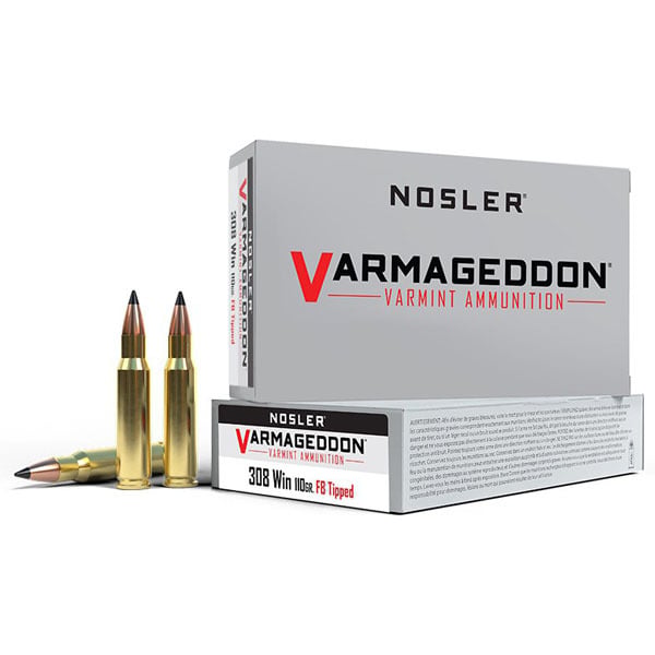 Nosler Varmageddon 308 Winchester Ammunition 110 Grain Polymer Tip Box of 20