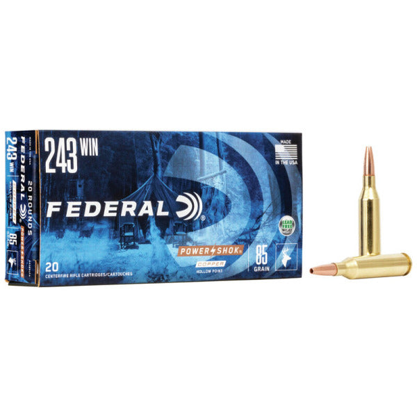 Federal Premium Power-Shok Copper 243 Winchester Ammunition 85 Grain Hollow Point Box of 20