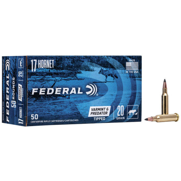 Federal Premium Varmint & Predator 17 Hornet Ammunition 20 Grain Polymer Tip Box of 50