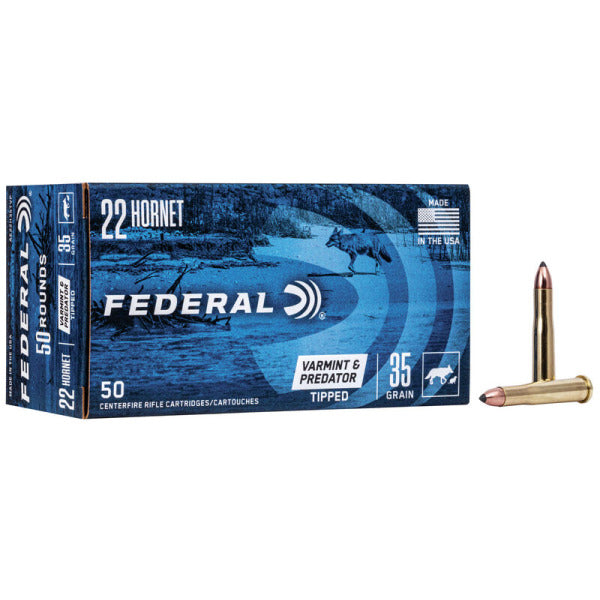 Federal Premium Varmint & Predator 22 Hornet Ammunition 35 Grain Polymer Tip Box of 50