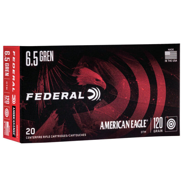 Federal Premium American Eagle 6.5 Grendel Ammunition 120 Grain Open Tip Match Box of 20
