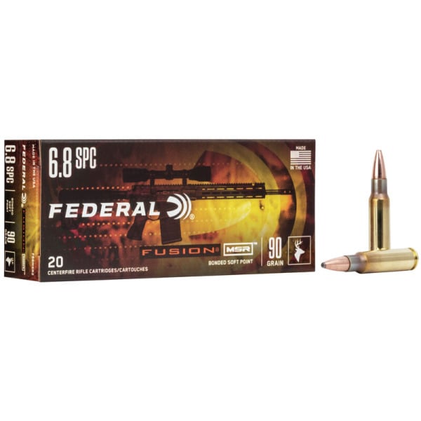 Federal Premium Fusion 6.8mm Remington SPC Ammunition 90 Grain Polymer Tip Box of 20