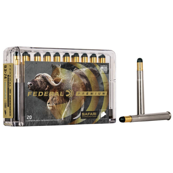 Federal Premium Safari 9.3x74mmR Ammunition 286 Grain Woodleigh Hydro Solid Round Nose Box of 20