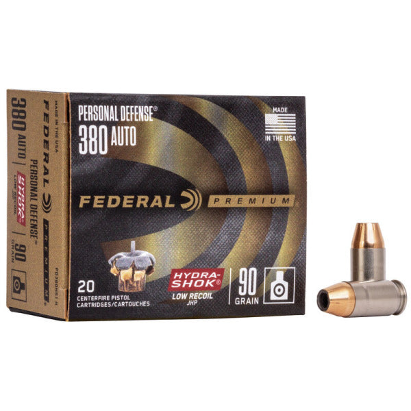 Federal Premium Personal Defense Punch 380 ACP Ammunition 90 Grain Jacketed Hollow Point Box of 20