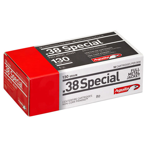 Aguila 38 Special Ammunition 130 Grain Full Metal Jacket Box of 50