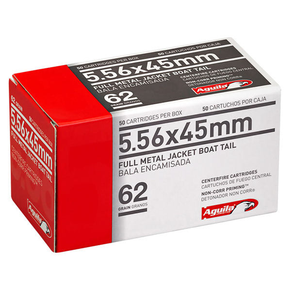 Aguila 5.56x45mm NATO Ammunition 62 Grain Full Metal Jacket Box of 50