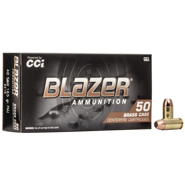 CCI Blazer Brass 40 S&W Ammunition 165 Grain Full Metal Jacket Box of 50