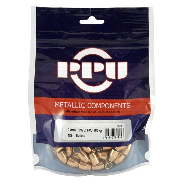 Prvi Partizan 40 Caliber/10mm (.400 Diameter) Bullets 165 grain Full Metal Jacket Flat Nose Bag of 50