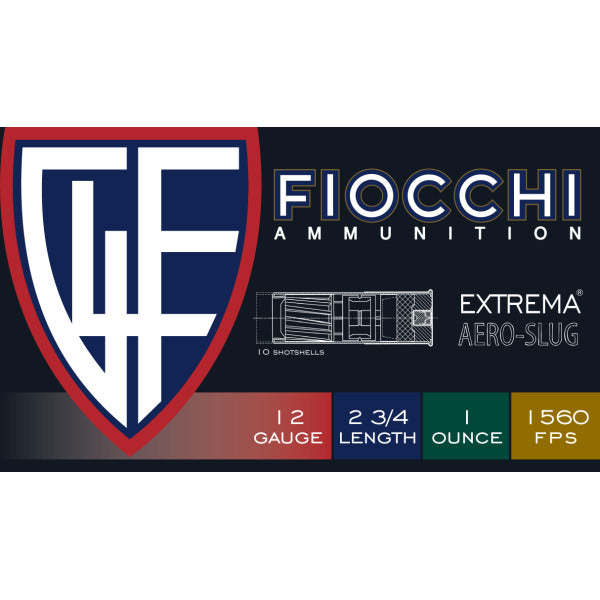 Fiocchi Extrema 12 Gauge Ammunition 2-3/4" 7/8 oz 1300 fps Rifled Slug Box of 10