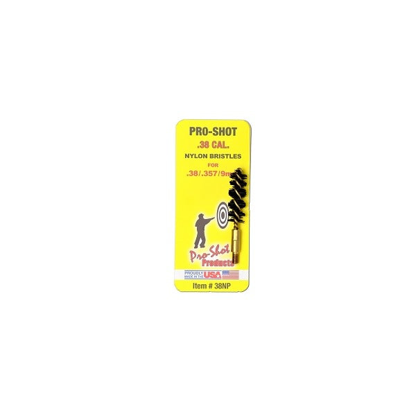 PRO SHOT 38c PISTOL BRUSH NYLON/BRASS CORE 12/CS