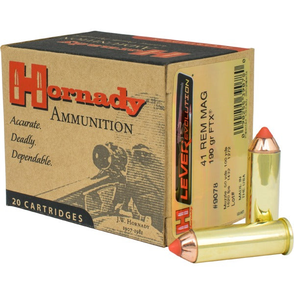 Hornady LEVERevolution 41 Remington Magnum Ammunition 190 Grain Polymer Tip Box of 20