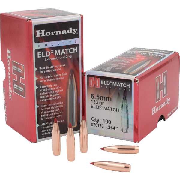 Hornady ELD-M 264 Caliber, 6.5mm (.264 Diameter) Bullets 123 grain Polymer Tip Box of 100