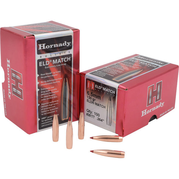 Hornady ELD-M 264 Caliber, 6.5mm (.264 Diameter) Bullets 130 grain Polymer Tip Box of 100