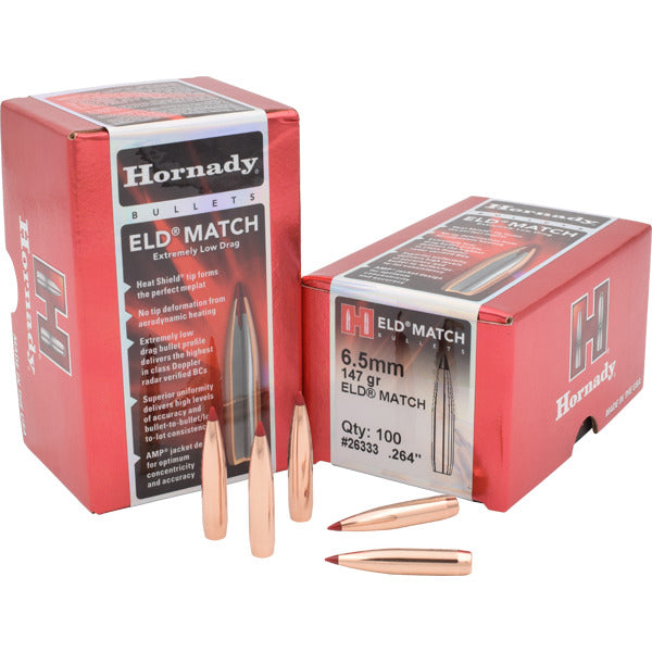 Hornady ELD-M 264 Caliber, 6.5mm (.264 Diameter) Bullets 147 grain Polymer Tip Box of 100