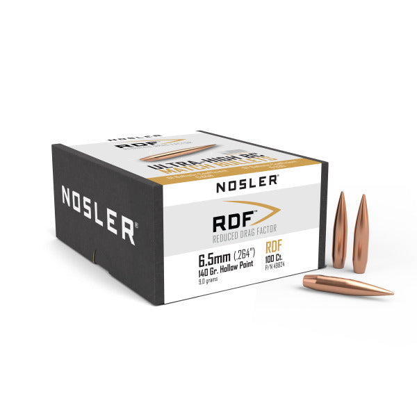 Nosler RDF 264 Caliber, 6.5mm (.264 Diameter) Bullets 140 grain Boat Tail Hollow Point Box of 100