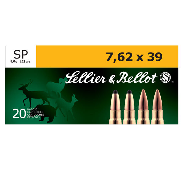 Sellier & Bellot 7.62x39mm Ammunition 124 Grain Jacketed Soft Point Box of 20