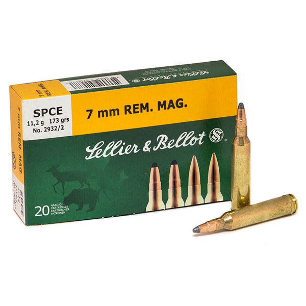 Sellier & Bellot 7mm Remington Magnum Ammunition 173 Grain Jacketed Soft Point Box of 20