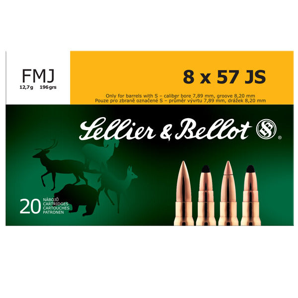Sellier & Bellot 8x57mm Mauser Ammunition 196 Grain Full Metal Jacket Box of 20