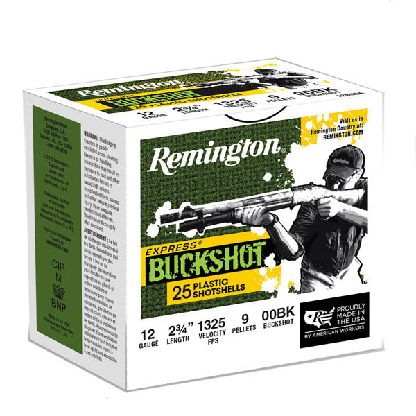 Remington Express 12 Gauge Ammunition 2-3/4" #00 1325 fps Buckshot Box of 25