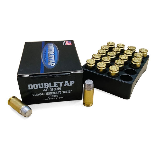 DoubleTap Hardcast Solid 40 S&W Ammunition 200 Grain Flat Nose Box of 20