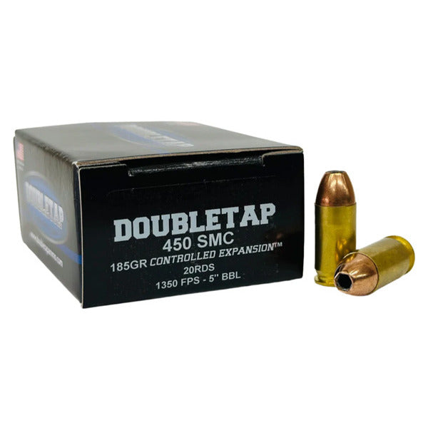 DoubleTap 450 SMC Ammunition 185 Grain Jacketed Hollow Point Box of 20