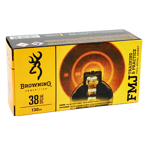 Browning Training & Practice 38 Special Ammunition 130 Grain Full Metal Jacket Box of 50