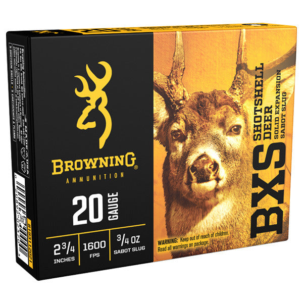 Browning 20 Gauge Ammunition 2-3/4" 3/4 oz 1600 fps Polymer Tip Sabot Slug Box of 5