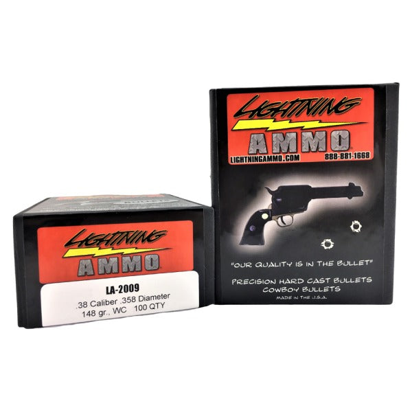 Lightning Cast .358 Diameter Bullets 148 grain Wadcutter Box of 100