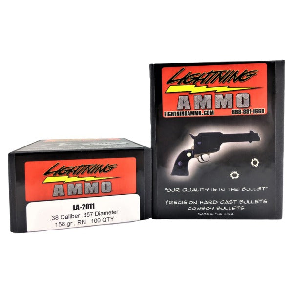 Lightning Cast .357 Diameter Bullets 158 grain Round Nose Box of 100
