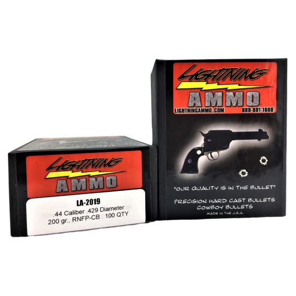 Lightning Cast 44 Caliber (.429 Diameter) Bullets 200 grain Round Nose Flat Point Box of 100