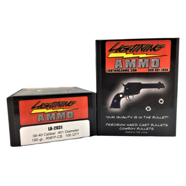 Lightning Cast .401 Diameter Bullets 180 grain Round Nose Flat Point Box of 100