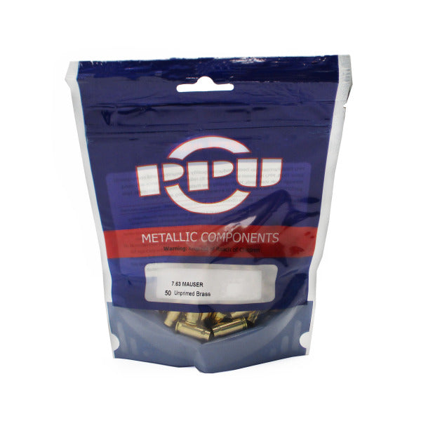 Prvi 30 Mauser Automatic (7.63x25mm) Brass Bag of 50