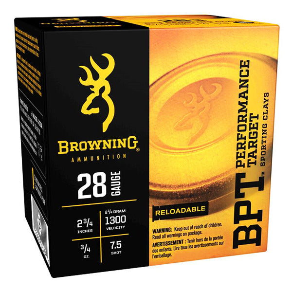 BROWNING AMMO 28ga 2.75d 3/4oz 1300fps #7.5 250/cs