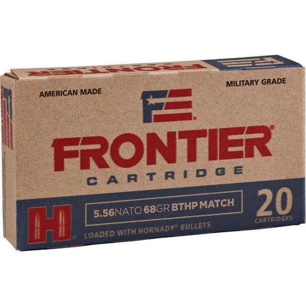 Frontier Cartridge Match 5.56x45mm NATO Ammunition 68 Grain Boat Tail Hollow Point Box of 20